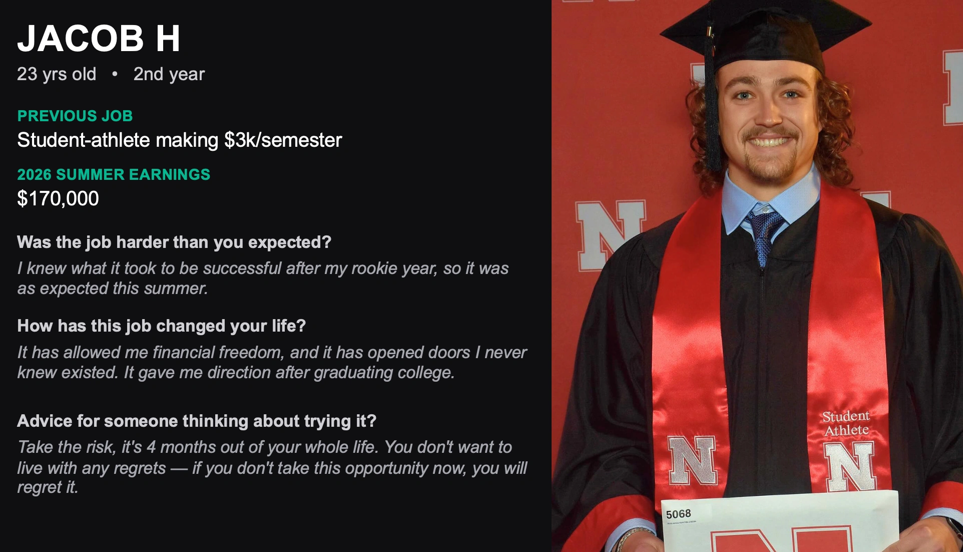 Jacob H: 2026 summer sales experience and earnings testimonial